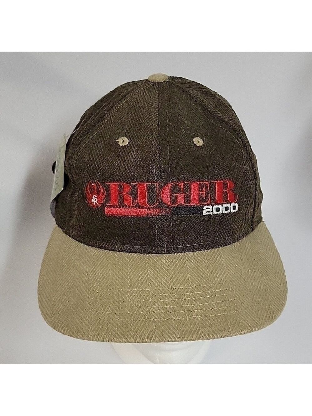 NWT Vintage Ruger 2000 Ballcap, Brown/Tan, Adjustable Strap with Metal Grip
